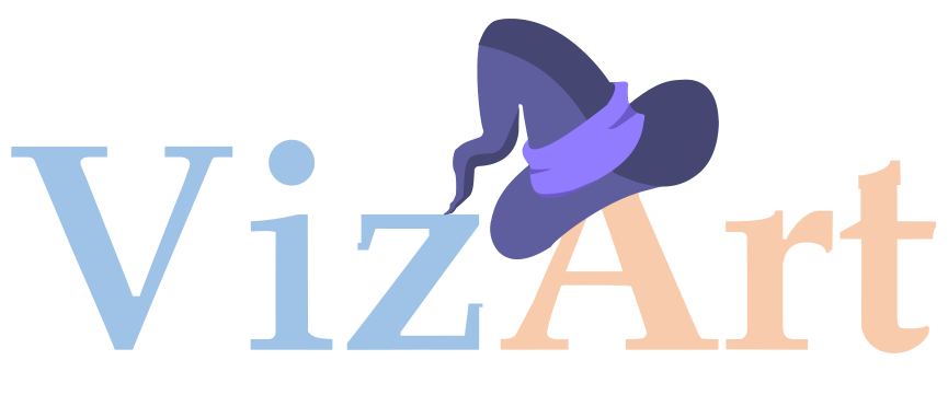 VizArt Logo with a witch hat